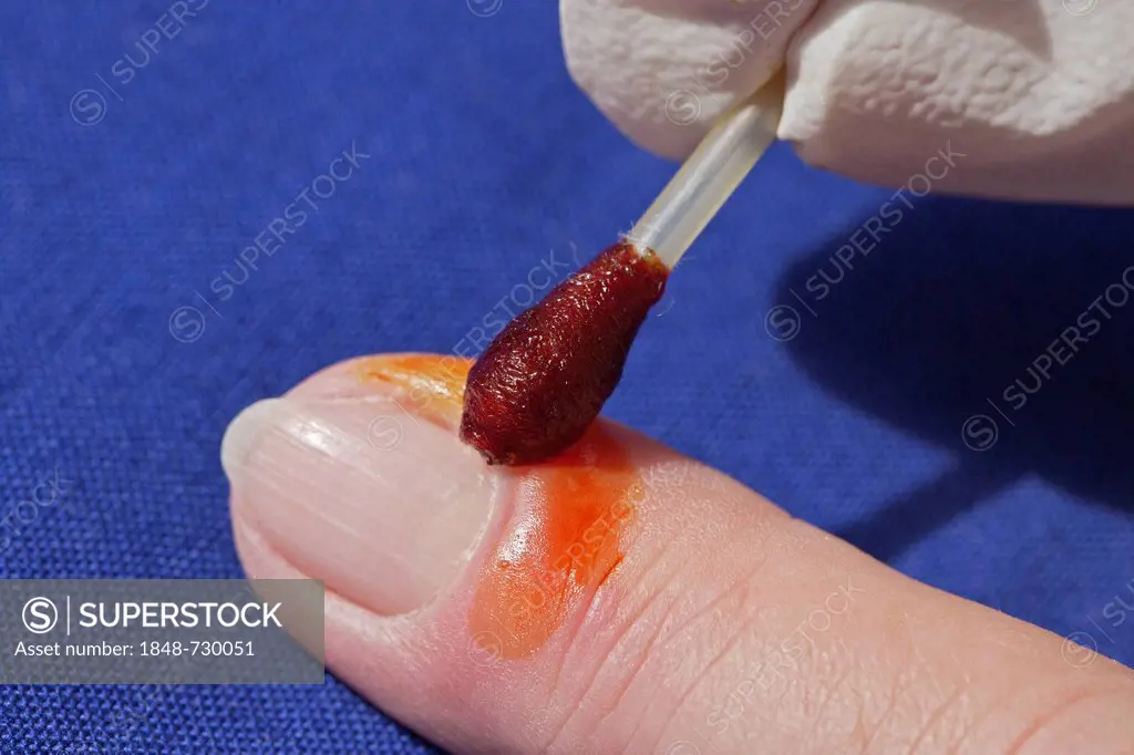 Bacterial infection, inflammation, index finger, disinfecting a wound