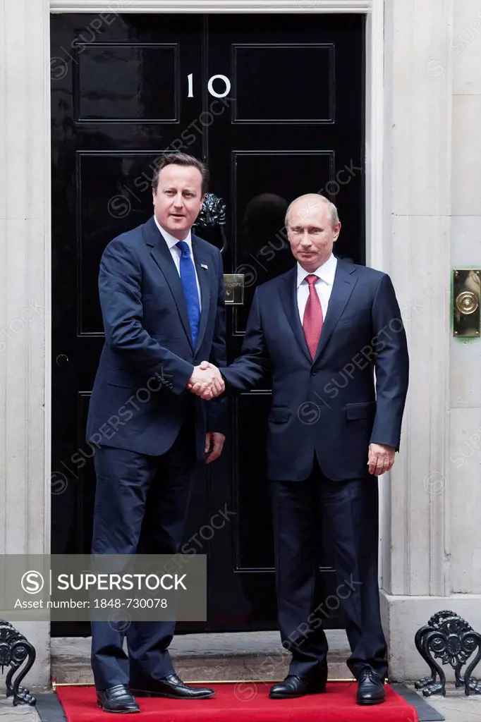 The British Prime Minister David Cameron and the President of Russia, Vladimir Putin, meeting at No. 10 Downing Street during the London 2012 Olympic ...