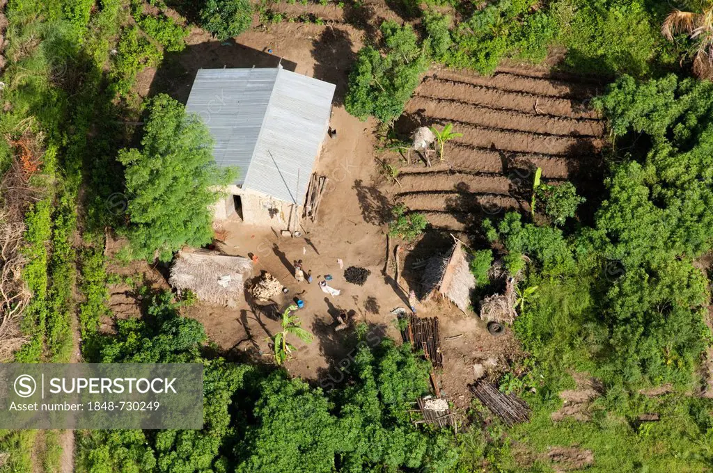 Aerial view of a small farm, Pwani Region, Tanzania, Africa