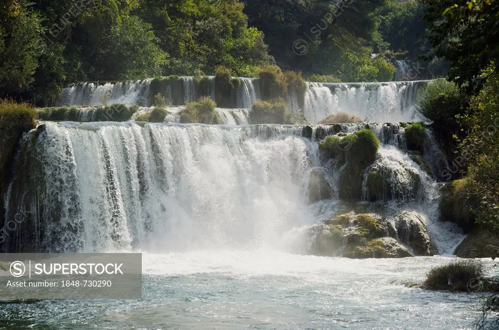 Waterfalls in Krka National Park, Skradin, Sibenik-Knin, Dalmatia, Croatia, Europe