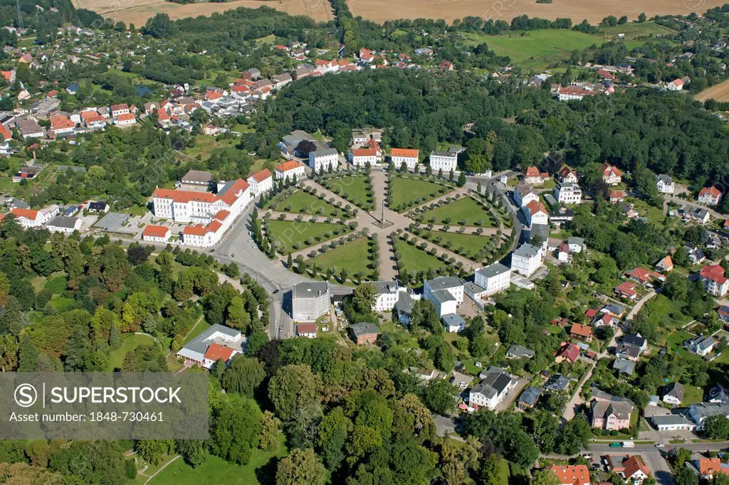Aerial view, Circus, Putbus, Ruegen Island, Mecklenburg-Western Pomerania, Germany, Europe