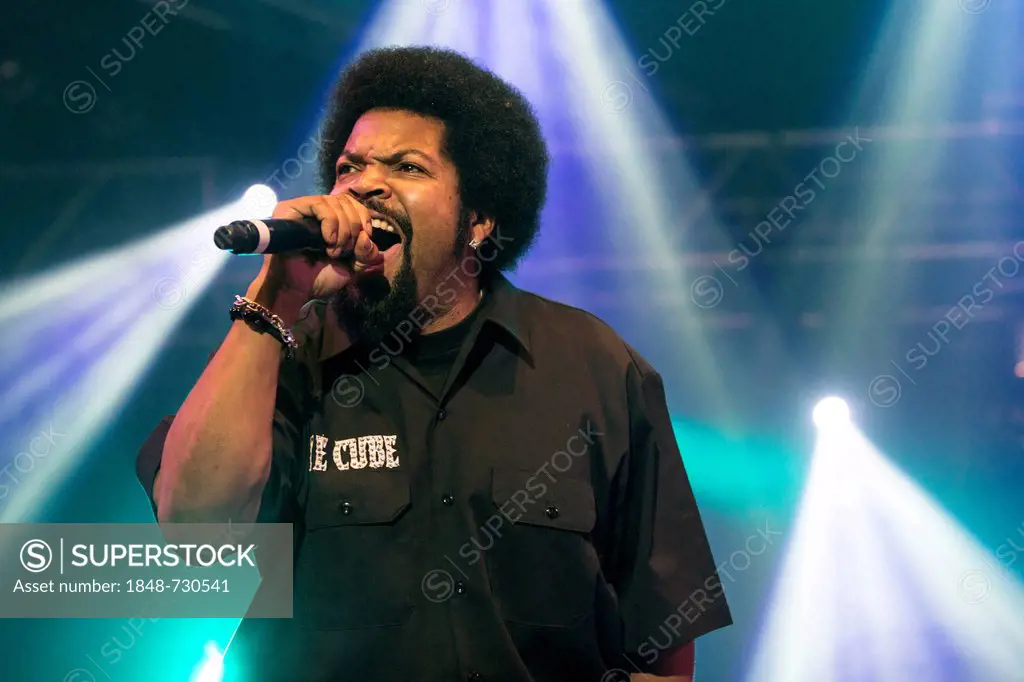 African-American rap musician Ice Cube performing live at Heitere Open Air Zofingen, Aargau, Switzerland, Europe