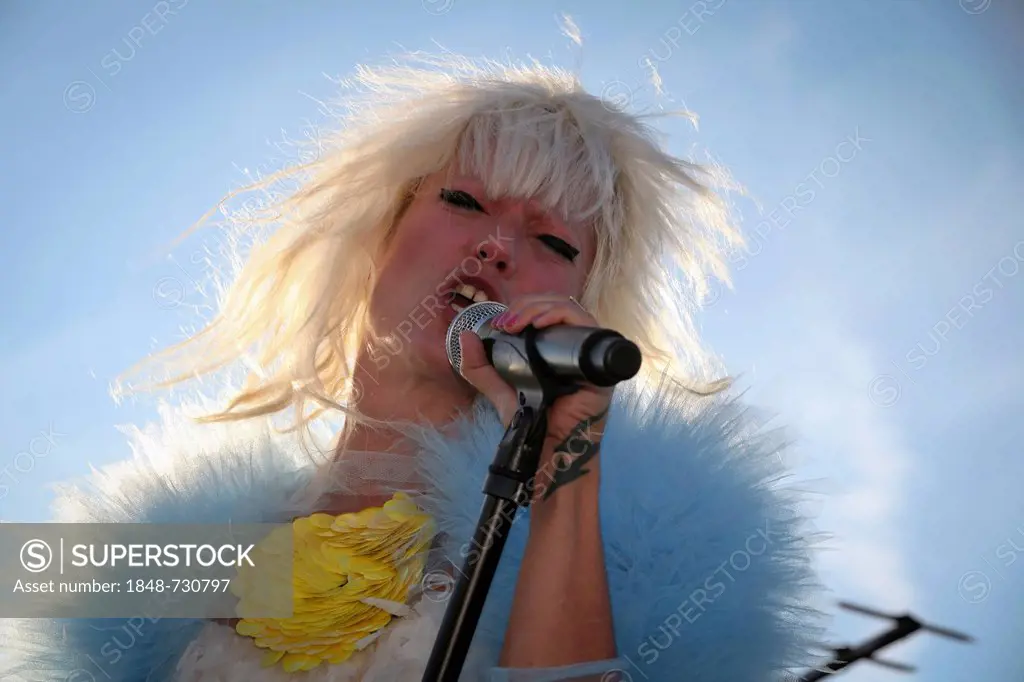 Mieze Katz, frontwoman of MIA, performing live during the On the Rooftops Festival 2012, Berlin, Germany, Europe
