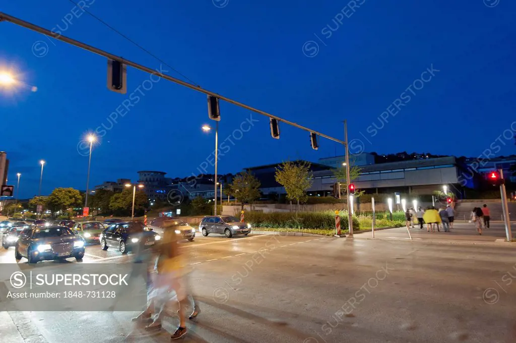 Pedestrian crossing, B14, Konrad-Adenauer-Strasse, Stuttgart, Baden-Wuerttemberg, Germany, Europe