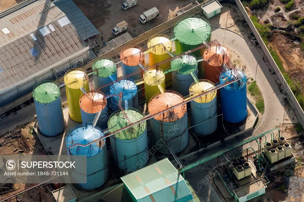 Aerial view, storage tanks, Dar es Salaam, Tanzania, Africa