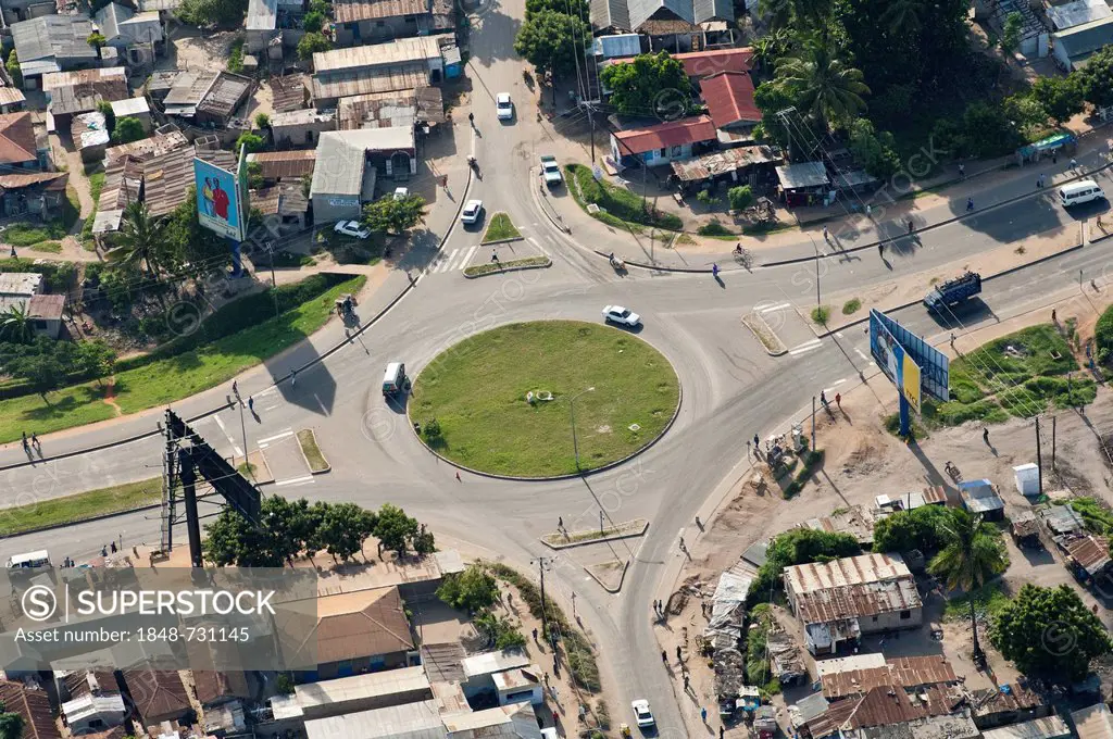Aerial view, roundabout, Dar es Salaam, Tanzania, Africa