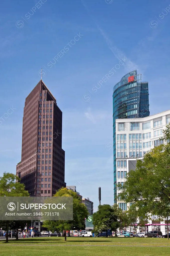Potsdamer Platz, DB Deutsche Bahn building, Kollhoff Tower, skyscrapers, Berlin, Germany, Europe
