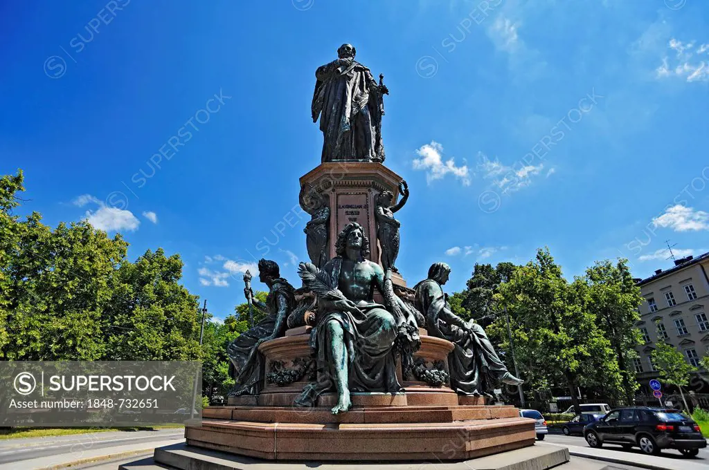 Maxmonument, Monument of Maximilian II of Bavaria, Maximilianstrasse street, Munich, Bavaria, Germany, Europe