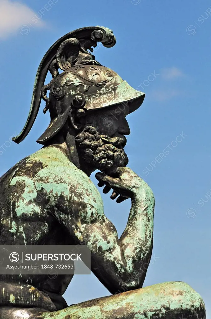 Allegory of strength, figure at the Maxmonument, Monument of Maximilian II of Bavaria, Maximilianstrasse street, Munich, Bavaria, Germany, Europe