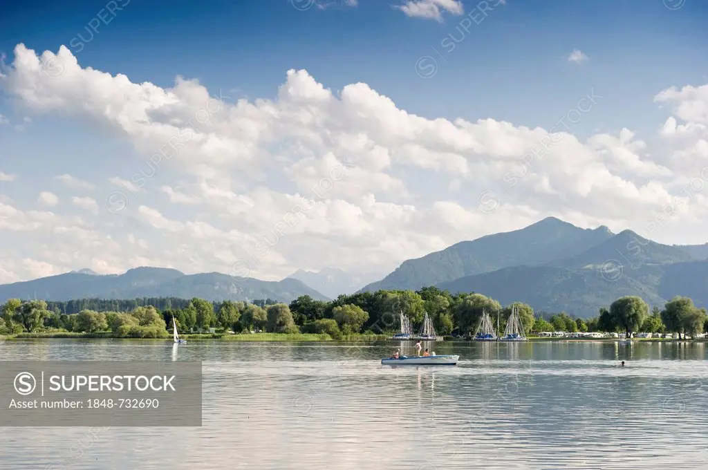 Chiemsee Lake near Uebersee, Chiemgau region, Bavaria, Germany, Europe