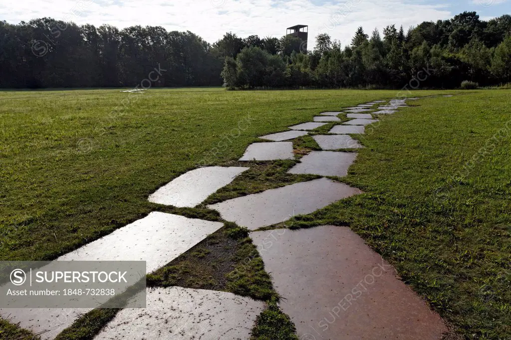 Path of the Romans, covered with steel plates, Varus Battle or Battle of the Teutoburg Forest, Kalkriese Museum and Park, Osnabruecker Land region, Lo...