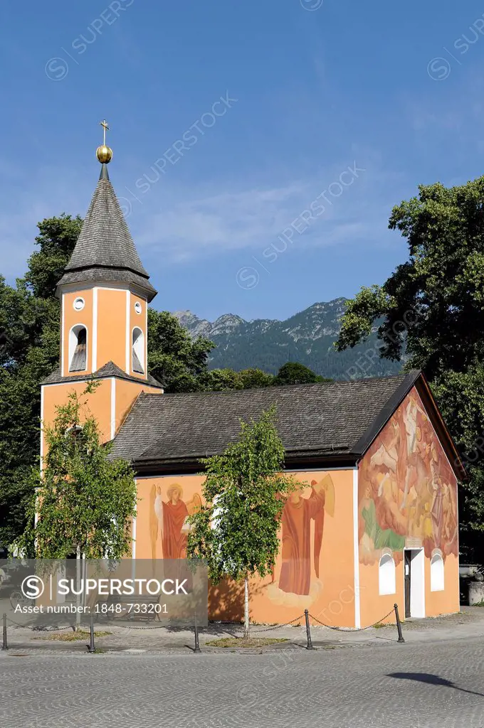 Church of St. Sebastian, Partenkirchen district, Garmisch-Partenkirchen, Werdenfelser Land region, Upper Bavaria, Bavaria, Germany, Europe, PublicGrou...