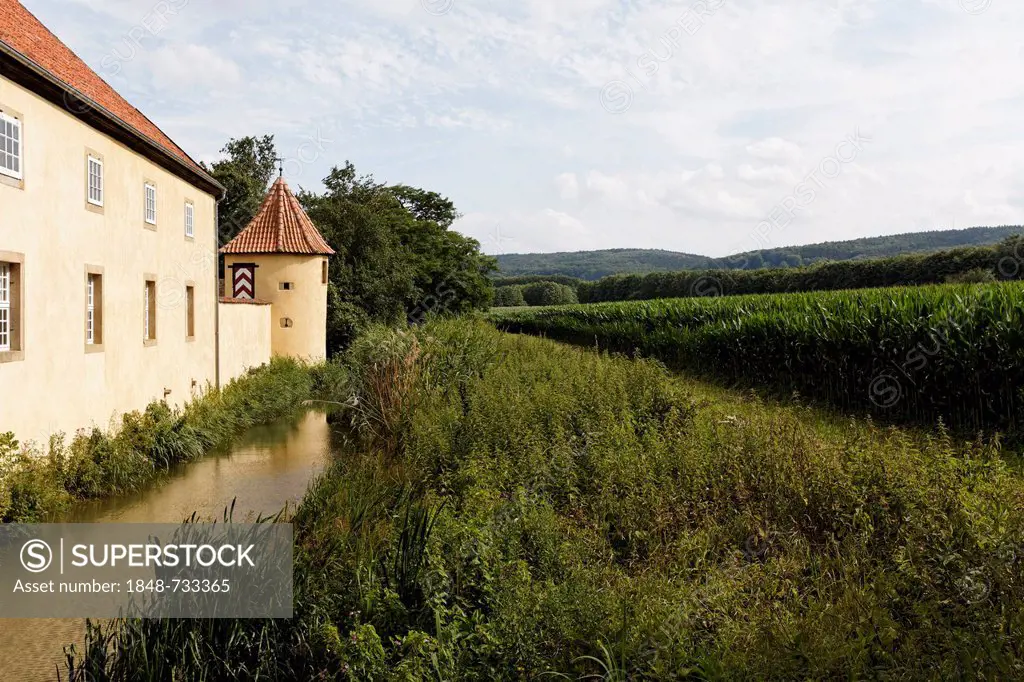 Former castle, Schloss Huennefeld castle near Bad Essen, Osnabruecker Land region, Lower Saxony, Germany, Europe