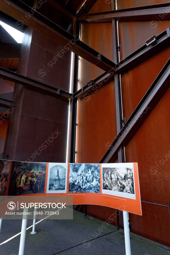 Historical exhibition in the tower, Hermann Monument, Hermannsdenkmal, Varus Battle or Battle of the Teutoburg Forest, Kalkriese Museum and Park, Osna...