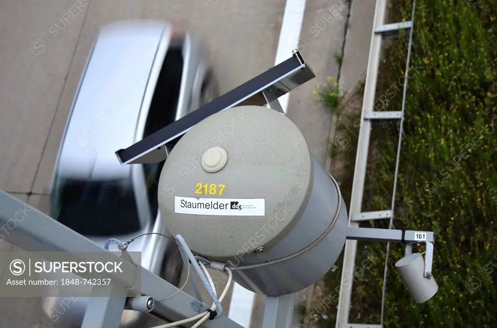 Traffic sensor on a bridge, A4 motorway near Frankenberg, Saxony, Germany, Europe
