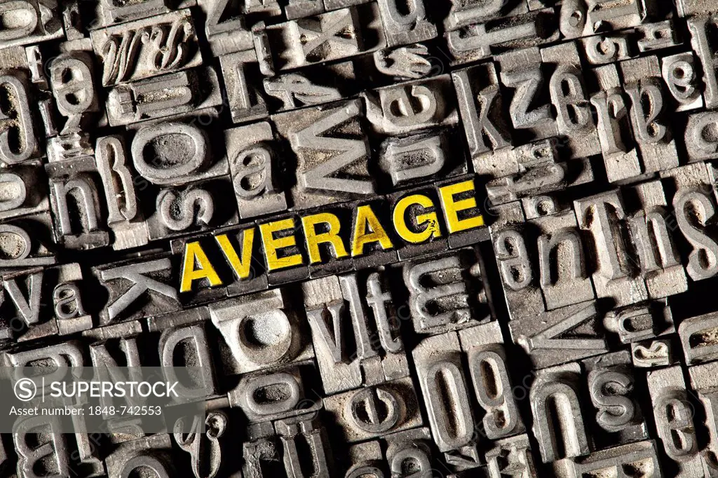 Old lead letters forming the word average