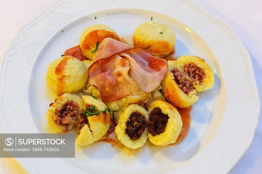 Muehlviertler dumplings, Grein, Muehlviertel region, Upper Austria, Austria, Europe