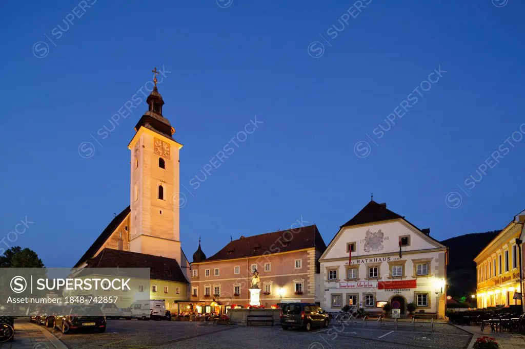 Town square in Grein, Muehlviertel region, Upper Austria, Austria, Europe, PublicGround