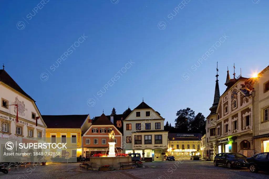 Town square in Grein, Muehlviertel region, Upper Austria, Austria, Europe, PublicGround