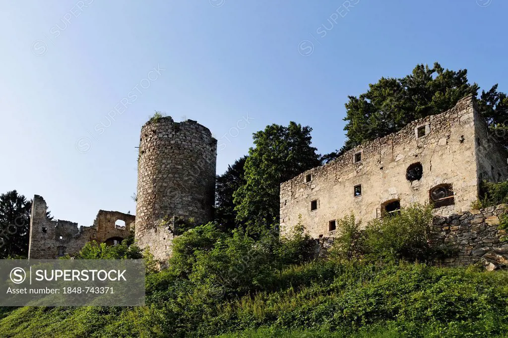 Ruins of Prandegg Castle, Schoenau im Muehlkreis, Muehlviertel region, Upper Austria, Austria, Europe, PublicGround