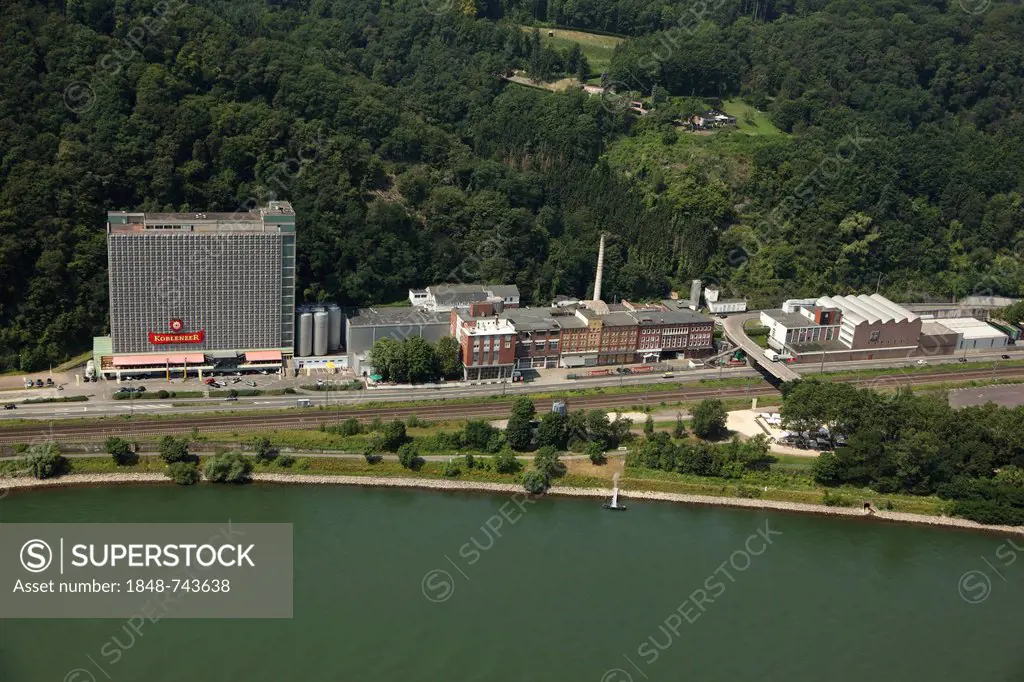 Aerial view, Koblenz brewery, Koblenz, Rhineland-Palatinate, Germany, Europe