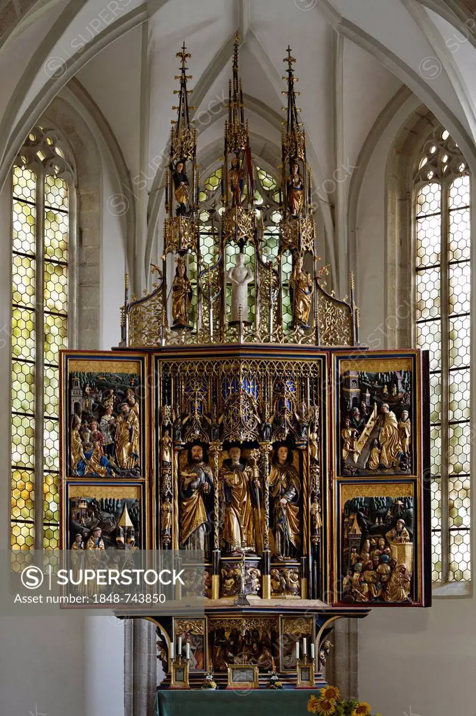Pesenbacher winged altar, Pilgrimage Church of St. Leonhard in Pesenbach, municipality of Feldkirchen an der Donau, Muehlviertel region, Upper Austria...