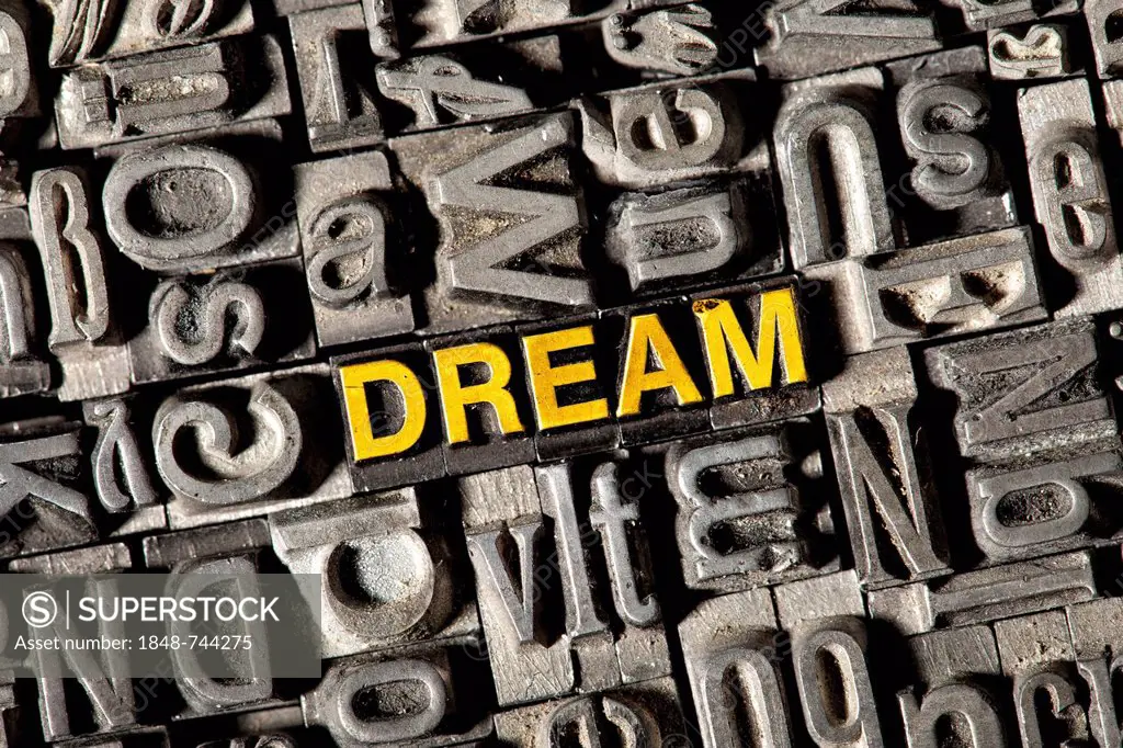 Old lead letters forming the word DREAM