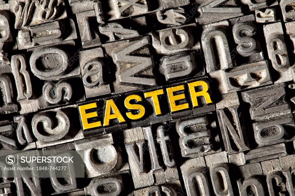 Old lead letters forming the word EASTER