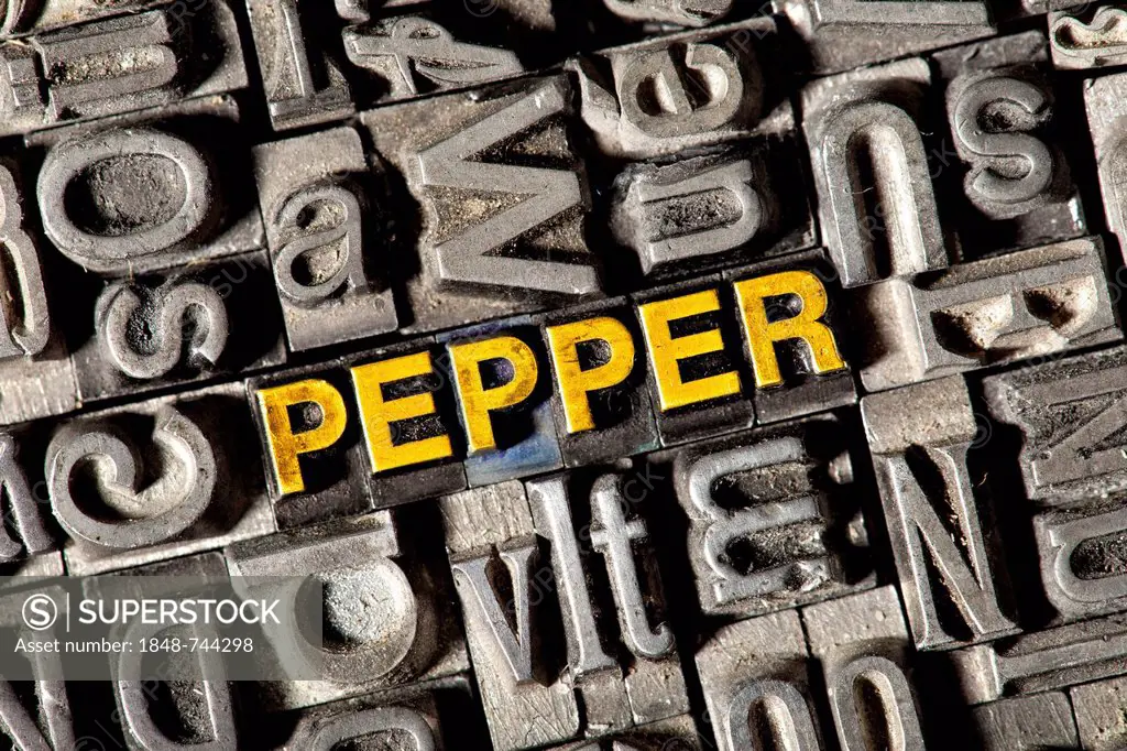 Old lead letters forming the word PEPPER
