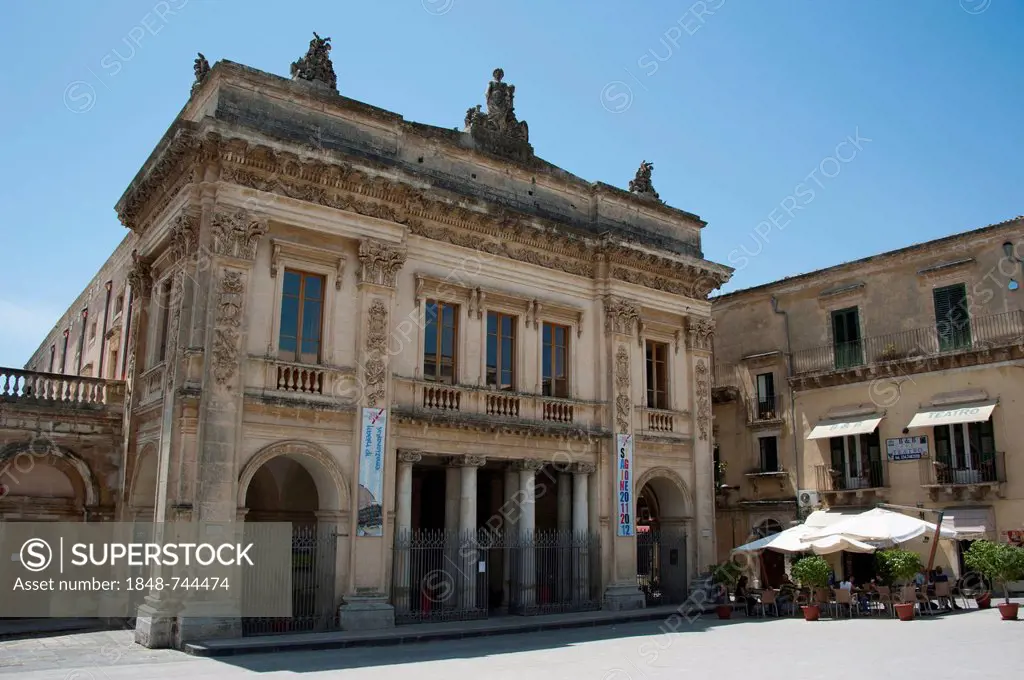 Theatre on Piazza XVI Maggio square, Noto, province of Syracuse, Sicily, Italy, Europe