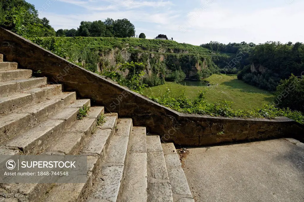 Stairs of Death at the quarry, memorial at the former concentration camp of Mauthausen, Upper Austria, Austria, Europe, PublicGround
