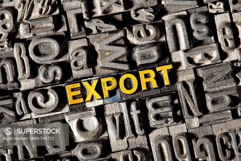 Old lead letters forming the word EXPORT