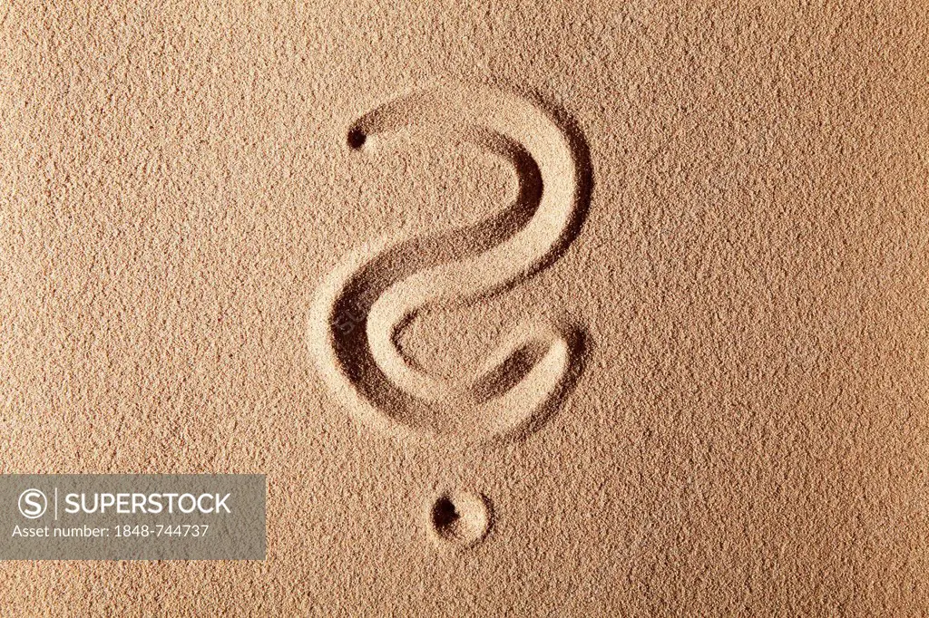 Question mark, drawn in sand