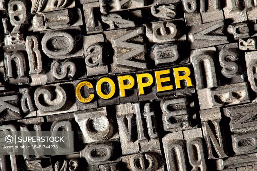 Old lead letters forming the word COPPER