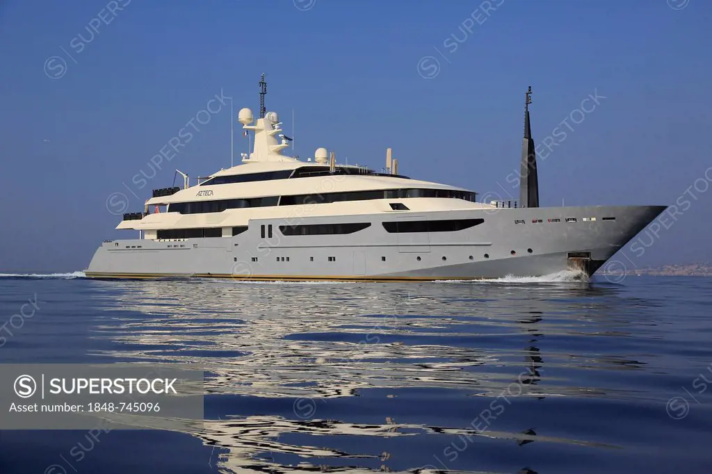 Azteca, a cruiser built by CRN Spa, length: 72m, built in 2009, off Cap Ferrat, French Riviera, France, Mediterranean Sea, Europe