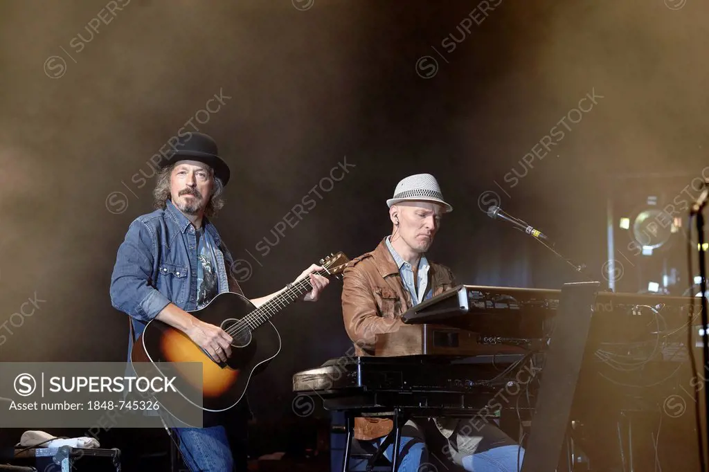 Wolfgang Niedecken, frontman of the rock group BAP, left, performing with keyboarder Michael Nass during the final concert of the BAP tour, Loreley op...