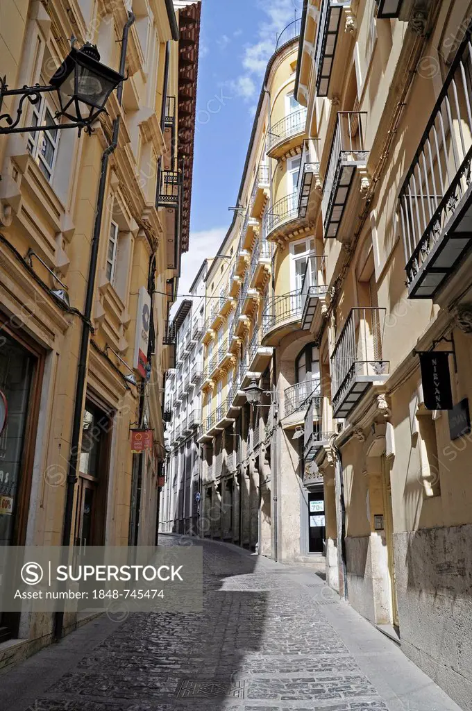 Narrow alleyway in the old city of Teruel, Aragon, Spain, Europe, PublicGround
