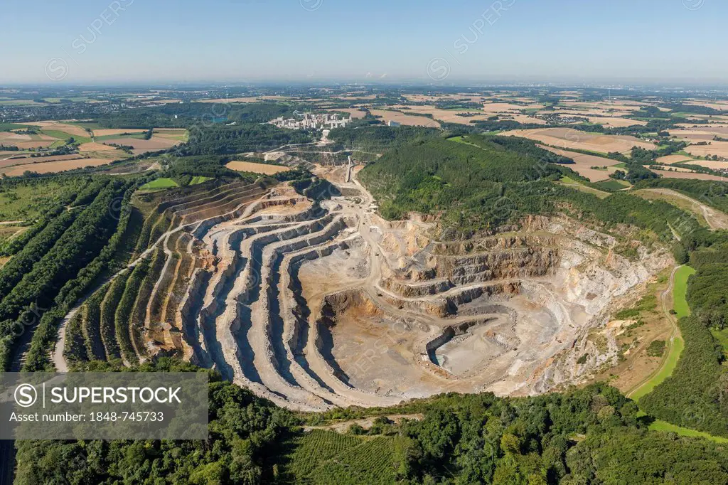 Aerial view, Ruetzkausen Quarry, Wuelfrath, Rhineland, North Rhine-Westphalia, Germany, Europe