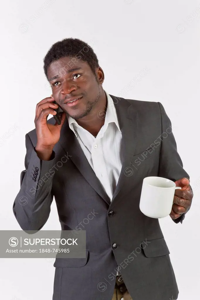 Young black man using a mobile phone