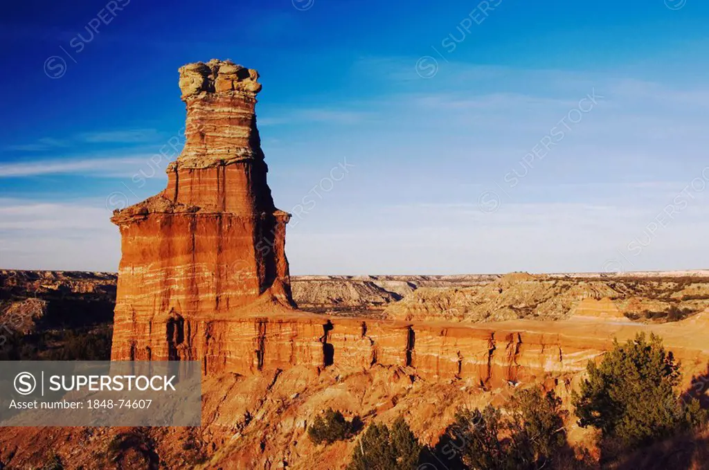 The Lighthouse at sunset, Palo Duro Canyon State Park, Canyon, Panhandle, North Texas, USA