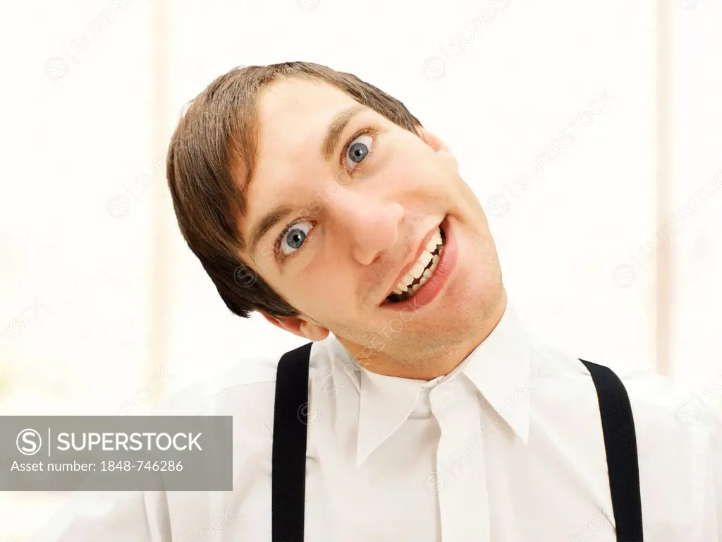 Accountant, clerk with a crazy facial expression, smiling, portrait