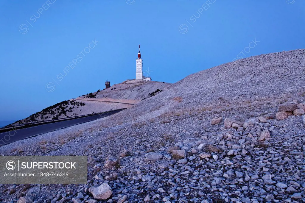 Evening mood on Mont Ventoux, 1912m, Provençal Alps, Sault, Carpentras, Provence region, Département Vaucluse, France, Europe