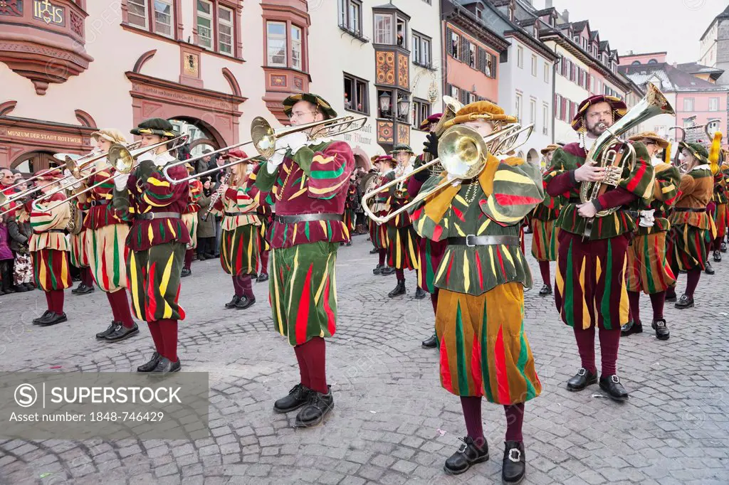 Traditional Swabian-Alemannic carnival characters, Rottweil Carnival, Rottweil, Black Forest, Baden-Wuerttemberg, Germany, Europe