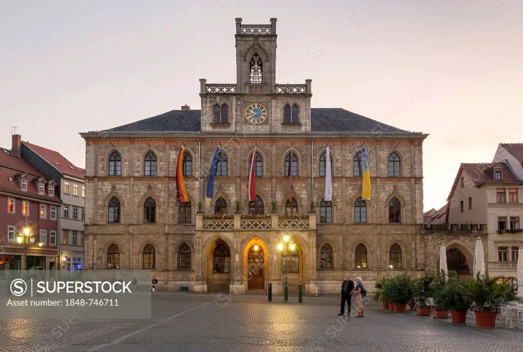 Rathaus, city hall, on Marktplatz square, Weimar, Thuringia, Germany, Europe