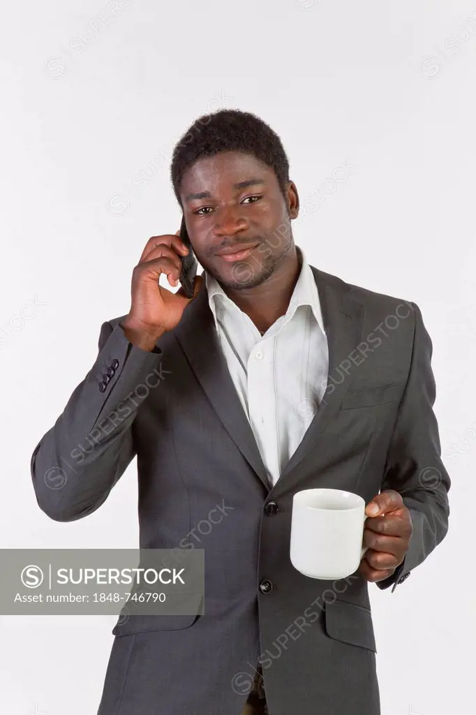 Young black man using a mobile phone