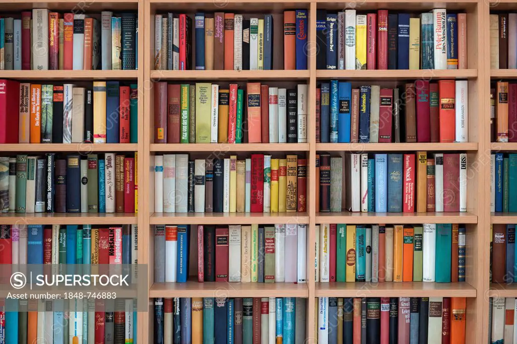 Bookcase, wall shelf with German Fiction