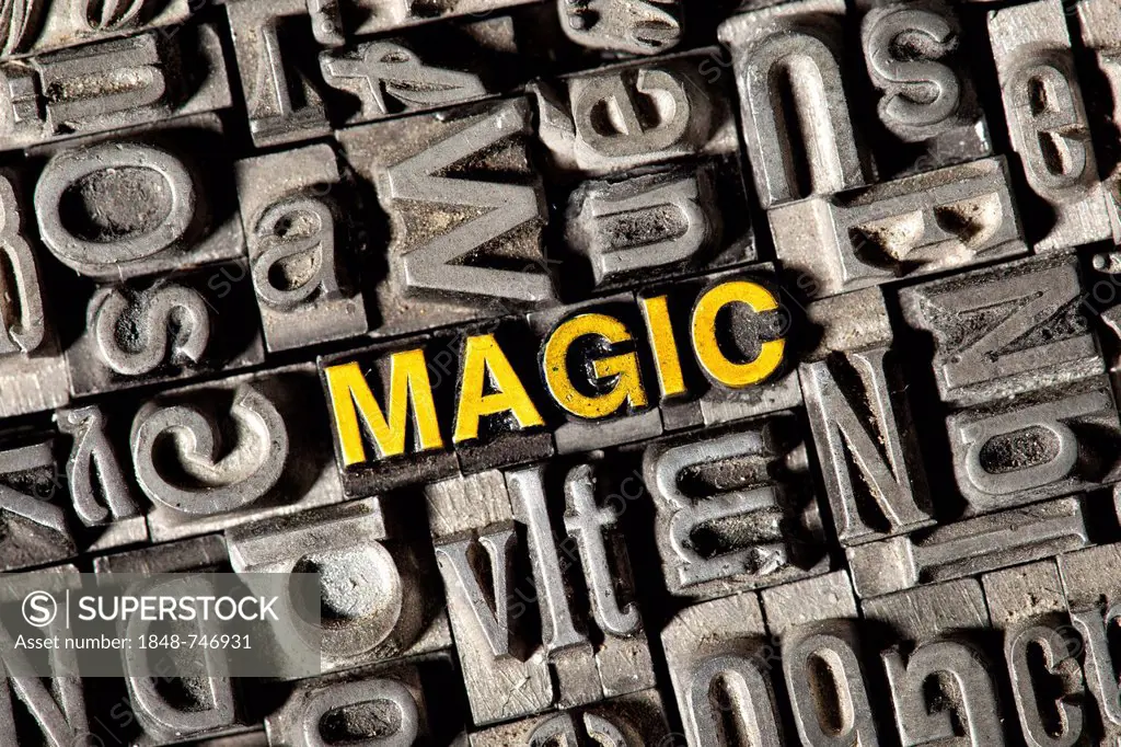 Old lead letters forming the word MAGIC