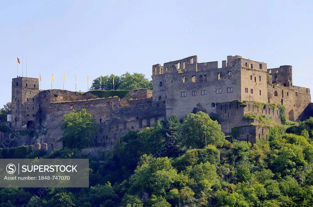 Fortress of Burg Rheinfels Castle, St. Goar, UNESCO World Cultural Heritage Site Upper Middle Rhine Valley, Rhein-Lahn-Kreis district, Rhineland-Palat...