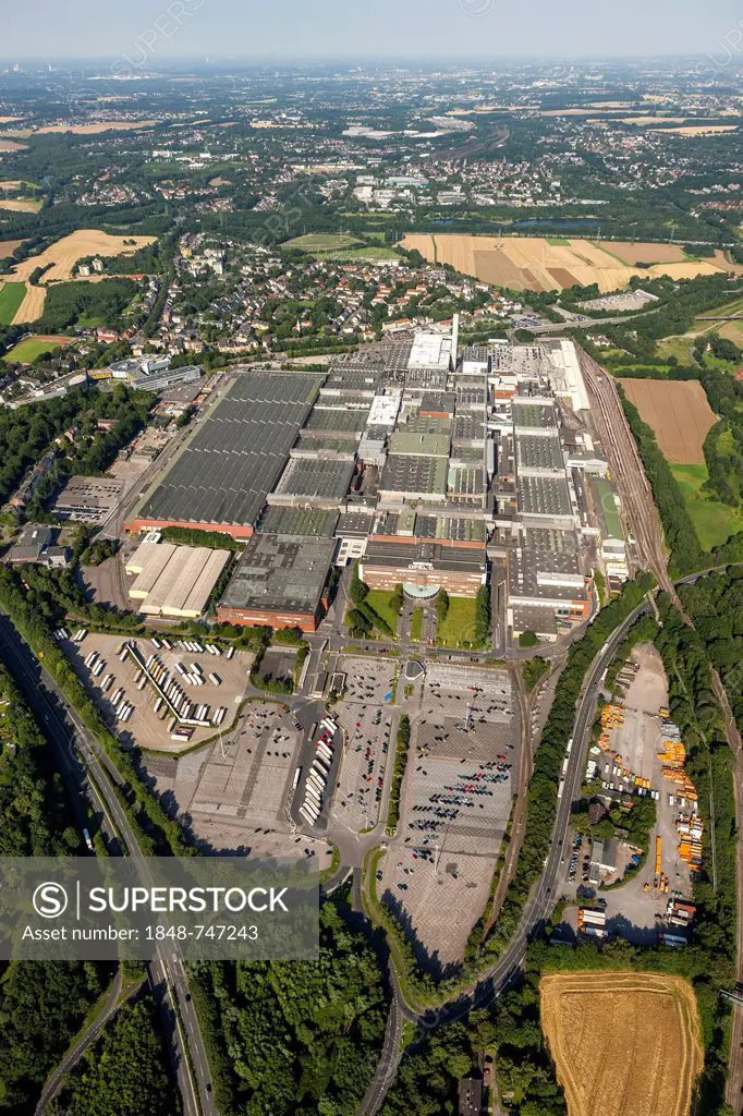 Aerial view, Opel car plant, Opelwerk 1, General Motors, manufacturing halls, Bochum, Ruhr Area, North Rhine-Westphalia, Germany, Europe