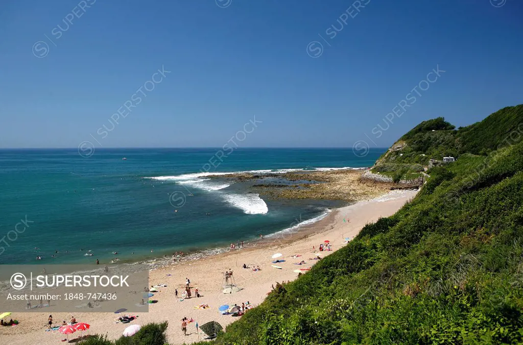 Beach, Atlantic coast near Saint-Jean-de-Luz, Donibane Lohizune in Basque, Aquitaine region, department of Pyrénées-Atlantiques, France, Europe